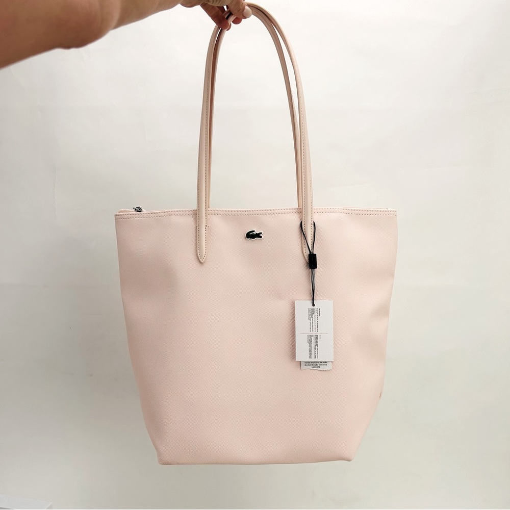 Lacoste vertical shopping tote in dusty pink
